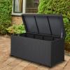 imageVINGLI Upgraded Version 132 Gallon Outdoor Storage Box Patio Rattan Deck Box Wicker Storage Bench for Indoor Outdoor Pool Balcony Yard Garden BlackBlack