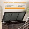 imageVINGLI Upgraded Version 132 Gallon Outdoor Storage Box Patio Rattan Deck Box Wicker Storage Bench for Indoor Outdoor Pool Balcony Yard Garden BlackBrown