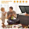 imageVINGLI Upgraded Version 132 Gallon Outdoor Storage Box Patio Rattan Deck Box Wicker Storage Bench for Indoor Outdoor Pool Balcony Yard Garden BlackBrown