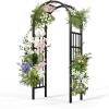 imageVINGLI Vinyl Garden Arbor PVC Wedding Arch for Ceremony Party Garden Trellis for Climbing Plants Outdoor Arch Backdrop Stand for Garden Backyard LawnBlack