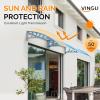 imageVINGLI Window Awning Door Canopy Exterior 40quot x 80quot Awnings for Doors Polycarbonate Cover Patio Door Awning Rain Snow Sunlight Protection Hollow Sheet Clear Board ampamp Black BracketBlue Board  Grey Bracket