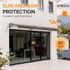 imageVINGLI Window Awning Door Canopy Exterior 40quot x 80quot Awnings for Doors Polycarbonate Cover Patio Door Awning Rain Snow Sunlight Protection Hollow Sheet Clear Board ampamp Black BracketBrown Board  Black Bracket
