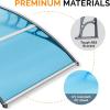 imageVINGLI Window Awning Door Canopy Exterior 40quot x 80quot Awnings for Doors Polycarbonate Cover Patio Door Awning Rain Snow Sunlight Protection Hollow Sheet Clear Board ampamp Black BracketBlue Board  Grey Bracket