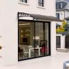 imageVINGLI Window Awning Door Canopy Exterior 40quot x 80quot Awnings for Doors Polycarbonate Cover Patio Door Awning Rain Snow Sunlight Protection Hollow Sheet Clear Board ampamp Black BracketBrown Board  Black Bracket