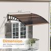 imageVINGLI Window Awning Door Canopy Exterior 40quot x 80quot Awnings for Doors Polycarbonate Cover Patio Door Awning Rain Snow Sunlight Protection Hollow Sheet Clear Board ampamp Black BracketBrown Board  Black Bracket