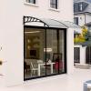 imageVINGLI Window Awning Door Canopy Exterior 40quot x 80quot Awnings for Doors Polycarbonate Cover Patio Door Awning Rain Snow Sunlight Protection Hollow Sheet Clear Board ampamp Black BracketClear Board  Black Bracket