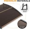 imageVINGLI Window Awning Door Canopy Exterior 40quot x 80quot Awnings for Doors Polycarbonate Cover Patio Door Awning Rain Snow Sunlight Protection Hollow Sheet Clear Board ampamp Black BracketBrown Board  Black Bracket