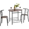 imageVINGLI 3 Piece Dining SetSmall Kitchen Table Set for 2Breakfast Table SetKitchen Wooden Table and 2 Chairs for Small SpaceDining RoomApartmentMetal FrameWine RackWhiteampampWarm OakWalnut