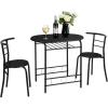 imageVINGLI 3 Piece Dining SetSmall Kitchen Table Set for 2Breakfast Table SetKitchen Wooden Table and 2 Chairs for Small SpaceDining RoomApartmentMetal FrameWine RackWhiteampampWarm OakBlack