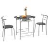 imageVINGLI 3 Piece Dining SetSmall Kitchen Table Set for 2Breakfast Table SetKitchen Wooden Table and 2 Chairs for Small SpaceDining RoomApartmentMetal FrameWine RackWhiteampampWarm OakSliverblack