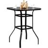 imageVINGLI 32quot IndoorOutdoor Bar Height Table Square Tempered Glass Metal Table for Patio Backyard Poolside and Garden BrownBlack