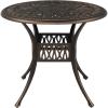 imageVINGLI 354 Dia Patio Dining Table with Umbrella Hole Cast Aluminum Bistro Table for Outdoor Garden Use 354 Dia x 295 H35 Inch Round