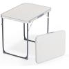 imageVINGLI 3FT Small Camping Table Adjustable Height Aluminum Folding Table for Picnic Party BBQ Plastic RV Suitcase Table Portable Lightweight Fold Up Utility Outdoor Tables with Carrying Handle White
