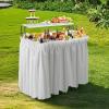 imageVINGLI 4 Foot Party Ice Cooler Folding Table Portable Tailgate Camp Fishing Cleaning Plastic with Matching Skirt Ice Table for Party BBQ Camping PicnicWhite