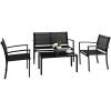 imageVINGLI 4 Pieces Patio Conversation Set Patio Furniture Set with Loveseat and Coffee Table Outdoor Sofa Garden LawnPatio Chairs for Poolside Porch Black