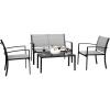 imageVINGLI 4 Pieces Patio Conversation Set Patio Furniture Set with Loveseat and Coffee Table Outdoor Sofa Garden LawnPatio Chairs for Poolside Porch Grey