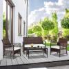 imageVINGLI 4 Pieces Patio Furniture Set Wicker Outdoor Conversation Set Front Porch Furniture with Cushions Outdoor Furniture Sets for Yard GardenPoolside