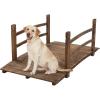 imageVINGLI 5 ft Garden Bridge Classic Wooden Arch with Safety Rails Stained Finished Footbridge Decorative Pond Landscaping Backyard Creek or FarmCarbonized Wood