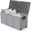 imageVINGLI 75 Gallon Outdoor Storage Box Lockable Plastic Storage Containers with Lid Patio Deck Box Furniture for Garden Pool Balcony Yard GreyGrey