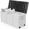 imageVINGLI 75 Gallon Outdoor Storage Box Lockable Plastic Storage Containers with Lid Patio Deck Box Furniture for Garden Pool Balcony Yard GreyWhite