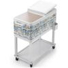 imageVINGLI 80 Quart Rolling Ice Chest Portable Patio Party Bar Drink Cooler Cart with Shelf Beverage Pool with Bottle OpenerGrey with MultiColored