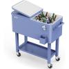 imageVINGLI 80 Quart Rolling Ice Chest Portable Patio Party Bar Drink Cooler Cart with Shelf Beverage Pool with Bottle OpenerHaze Blue
