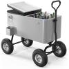 imageVINGLI 80 Quart Wagon Rolling Cooler Ice Chest wLong Handle and 10quot Wheels Portable Beach Patio Party Bar Cold Drink Beverage Outdoor Park Cart on WheelsGray