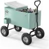 imageVINGLI 80 Quart Wagon Rolling Cooler Ice Chest wLong Handle and 10quot Wheels Portable Beach Patio Party Bar Cold Drink Beverage Outdoor Park Cart on WheelsMint