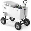 imageVINGLI 80 Quart Wagon Rolling Cooler Ice Chest wLong Handle and 10quot Wheels Portable Beach Patio Party Bar Cold Drink Beverage Outdoor Park Cart on WheelsWhite