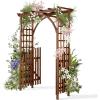 imageVINGLI 85in Wooden Arbor Wedding Arch for Ceremony Wood Trellis for Plant Climbing Christmas Decor Pergola for Garden Backyard Lawn TeakCarbonized Wood