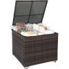 imageVINGLI 88 Gallon Outdoor Rattan Deck Box wAdjustable Feet Patio Wicker Storage Box for Tools and Supplies Storage Garden Deck Storage Bin for Garden Balcony Porch Pool Yard Brown