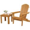 imageVINGLI Folding Wooden Adirondack Chair and Table Set Lounger 350 LBs Support Fire Pit Seating Natural Finished Weather Resistant Indoor Outdoor Furniture