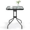 imageVINGLI Glass Patio Table with Umbrella Hole 32quot Square Outdoor Dining Table Steel Tempered Glass Patio Tables Outdoor Tables for Balcony Garden Deck24 Square