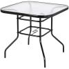 imageVINGLI Glass Patio Table with Umbrella Hole 32quot Square Outdoor Dining Table Steel Tempered Glass Patio Tables Outdoor Tables for Balcony Garden Deck32 Square