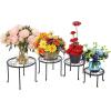 imageVINGLI Metal Plant Stand 4 in 1 Potted Irons Planter Holder Flower Pot Stand Black Baking Paint for Indoor and Outdoor Home Garden Patio Lawn