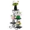 imageVINGLI Metal Plant Stand Flower Holder Racks 4 Tier Shelves Patio Stand Holder Outdoor Displaying Plants Flowers Black Pattern Style