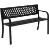 imageVINGLI Outdoor Bench Porch Bench Patio Metal Garden Bench wPVC Back Steel Black Outdoor Bench Park Bench for Yard Lawn Decor Deck Entryway