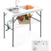 imageVINGLI Outdoor Folding Fish and Game Cleaning Table wSink Portable ampamp Durable Standard Garden Connection Upgraded Drainage Hose Stainless Steel Classic2 Sinkn Upgraded
