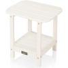 imageVINGLI Outdoor Side Table with 2 Layer Storage Plastic Waterproof and UV Resistant HDPE Adirondack Coffee End Tables All Weather for Patio Backyard Pool Indoor Use BlueWhite