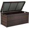 imageVINGLI Outdoor Wicker Storage Box 132 Gallon Patio Rattan Deck Box Wicker Storage Bench for Indoor Outdoor Pool Balcony Yard Garden  Dark BrownDark Brown