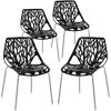 imageVINGLI Set of 6 Modern Dining Chairs Set Black Stackable Side Chairs Modern Birch Sapling Accent ChairsEasy AssemblyBlack