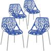 imageVINGLI Set of 6 Modern Dining Chairs Set Black Stackable Side Chairs Modern Birch Sapling Accent ChairsEasy AssemblyBlue