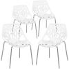 imageVINGLI Set of 6 Modern Dining Chairs Set Black Stackable Side Chairs Modern Birch Sapling Accent ChairsEasy AssemblyWhite