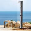 imageVINGLI Solar Heated Shower 93 Gallon Outdoor Shower with Shower Head and Foot Shower Tapfor Outdoor Backyard Poolside Beach Pool SpaBlack 93 Gallon106 Gallon  Hand Shower