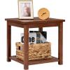 imageVINGLI Solid Wooden Side Table Outdoor Natural Finished Thick Wood Outdoor Patio Sofa End Table Stable Conversation End Table for Living Room Bedroom Patio Balcony Backyard and Poolside