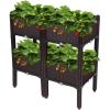 imageVINGLI Square Raised Garden Bed SelfWatering Plastic Planter for Indoor Outdoor Vegetables Fruits Potato Flowers All Weather 2 Pcs4 Pcs