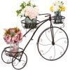 imageVINGLI Tricycle Plant Stand Flower Pot Cart Holder Patio Stand Holder Outdoor Displaying Plants Flowers BronzeBronze
