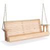 imageVINGLI Upgraded Patio Wooden Porch Swing for Courtyard ampamp Garden Heavy Duty 880 LBS Swing Chair Bench with Hanging Chains for Outdoors Black 4 FTNatural