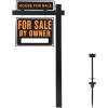 imageVINGLI Vinyl PVC Real Estate Sign Post 6 Tall Yard Post for Sale Open House and Home Black Two PackBlack