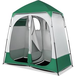 imageVINGLI 2 Room Shower Tent 75 FT Instant Pop Up Shelter with Carrying Bag Privacy Changing Room TentPerfect for Portable Toilet Camping Dressing Outdoor Indoor Easy Set UpDark Green